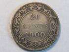 1900 Silver 20 Cent coin. Newfoundland Canada. Better grade at VF 