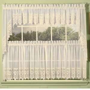  Ivory Diana Lace Trim Kitchen Tier Curtain