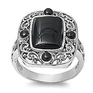   & Engagement Ring Black Onyx Ladies Ring 20MM ( Size 6 to 10) Size 6