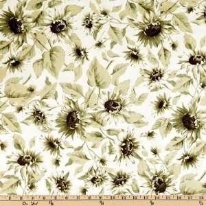  44 Wide Full Sun II Large Sunflowers Ivory/Cream Fabric 