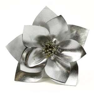  Laliberi Pin and Clip Flower, Silver Leather Layer Arts 