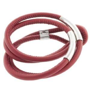  Sterling Silver Red Leather Wrap Bracelet, 8 Jewelry