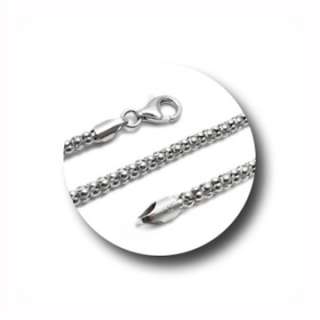 Sterling Silver RHODIUM POPCORN chain necklace 2.5mm  