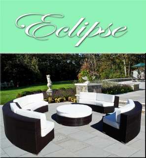 ECLIPSE ROUND OUTDOOR WICKER SECTIONAL SOFA SET PATIO FURNITURE W 