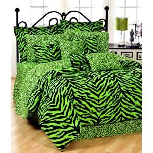  Lime Green Zebra Print Bedding