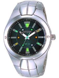 New Citizen Mens Oxy Rotating Second Green Dial 100M Watch AO2000 55Y 