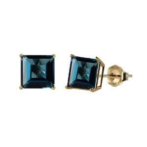   London Blue Topaz Gemstone Earring Studs (8mm, 6.00 cttw) Jewelry