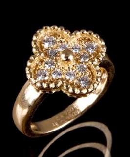 Van Cleef and Arpels gold and diamond clover ring   
