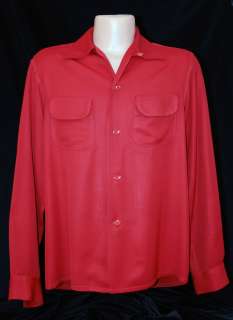   Vintage Red Long Sleeve Gabardine Shirt by Pennys Towncraft  