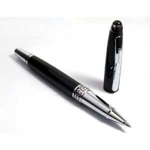  Luxury Chrome Silver Carved Ring Cap & Tip, Black Roller 