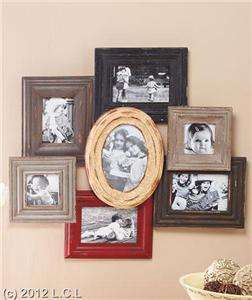 COLOR ANTIQUE LOOK WOODEN COLLAGE PICTURE FRAME HOLDS 7 PHOTOS READY 