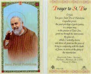Prayer to St. Pio Holy Card Privilege of Participating  