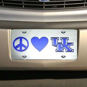   NCAA Kentucky Wildcats Peace, Love Mirrored License Plate Automotive
