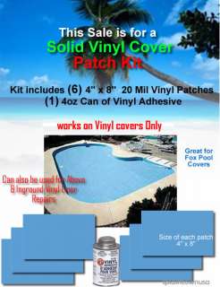 Inground Swimming Pool Vinyl Cover REPAIR KIT , solid blue patches w 