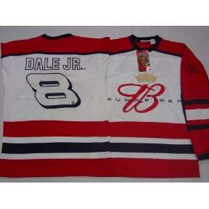   ) Adult NASCAR Dale Jr. Red / White Hockey Jersey Winners Circle