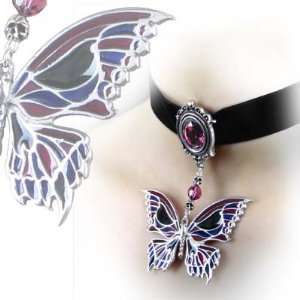  Deaths Head Butterfly Gothic Choker Necklace
