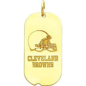  14K Gold NFL Cleveland Browns Logo Dog Tag Charm Sports 