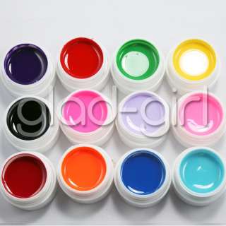 28 Color 12 SOLID PURE 16 GLITTER UV Gel Builder Nail Art Polish Set 