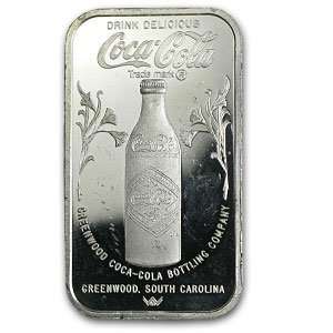  .999 Fine 1 oz Silver Bar   Coca Cola (Greenwood, Ala 