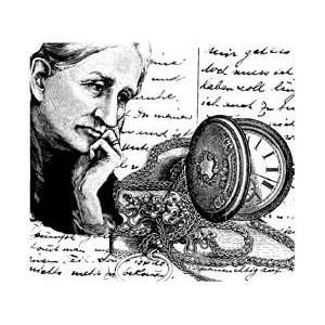   Silicone Stamp 3.8X3.5 Old Woman With Watch Collage