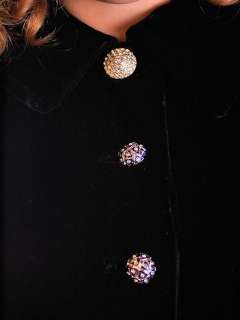 Vintage Black Silk Velvet Fab New Look Coat Great Sleeves 1940S Size 