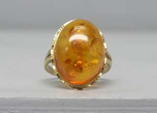 Beautiful 14k Gold Amber Ring Sz 7 1/4  
