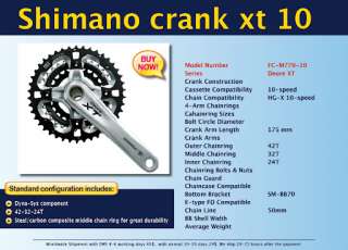 Shimano Crank Xt 10 speed Mountain Bike 175 Bicycle NEW  