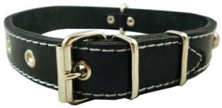 14 17 Real Double Ply Leather Dog Collar Studded 1wide Black Small 
