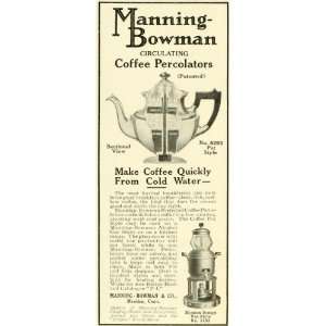  1911 Ad Manning Bowman Coffee Pot Percolators Kitchen Brew 