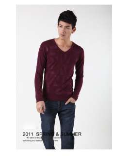 Fashioned V neck Letter Mens Sweater Burgundy Size XL  