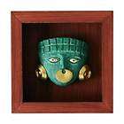 Handmade MASK IN SHADOW BOX Emerald Moche Folk ART
