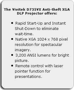    Vivitek D735VX 3200 Lumen XGA Anti Theft DLP Projector Electronics