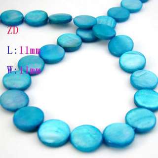   Blue Button Natural Mother of Pearl Shell Round Loose Beads  