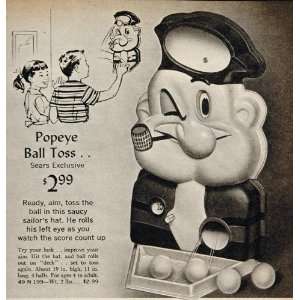  1966 Toy Ad Popeye Ball Toss Game Sailor Hat Eye Rolls 