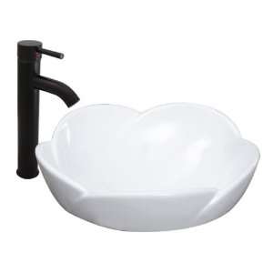  White Porcelain Vessel Sink Single Bowl Bathroom Sink and 