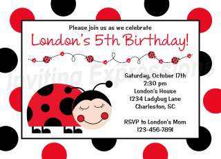 Sweet Little Ladybug Birthday Invitations, Red  