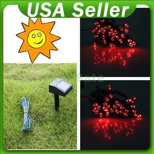 Solar Power 60 LED Red Color String Fairy Light for Outdoor Xmas 