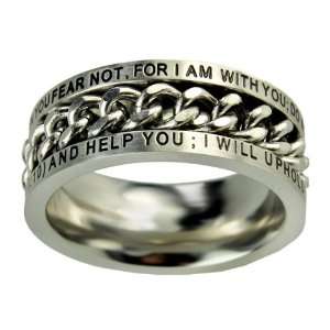    Mens Fear Not Chain Spinner Christian Purity Ring Jewelry