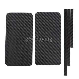 5x Carbon Fiber Skin Sticker Cover Full Body Protector For Iphone 4 4G 