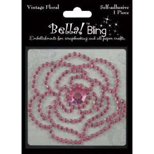  Bling Self Adhesive Rhinestone Vintage Floral Pink