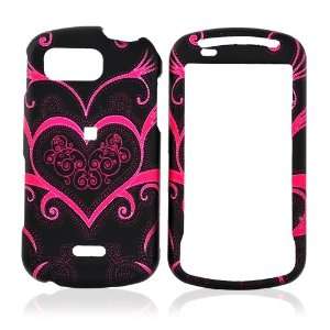  for Samsung Moment Rubberize Hard Case Pink Heart Black 