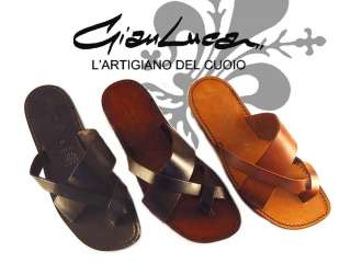 Mens thongs slades in leather Handmade in Italy with leather sole Man 