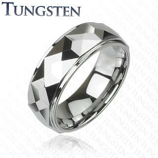   Carbide with multi facelet prism design wedding band mens ring  