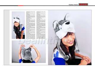 Cartoon Animal Siberian Cute Fluffy Plush Husky Hat Cap  