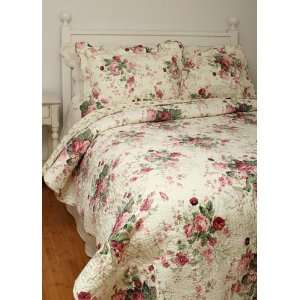 Chinese Rose Chic Shabby Cotton King Quilt 