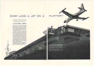 1955 Navy Lockheed T2V 1 Jet Trainer Land on Carrier Ad  