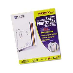  Colored Edge Sheet Protectors, Assorted Colors, 11 x 8 1/2 