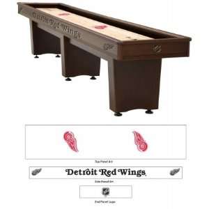 SB12 CRW 12 Cinnamon Finish Shuffleboard Table with Detroit Red Wings