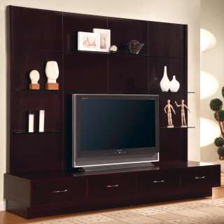 Contemporary Entertainment Wall Unit in Cappuccino wood  