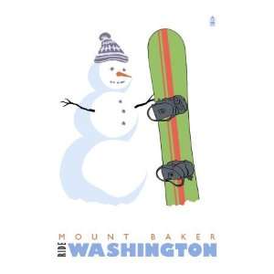  Mount Baker, Washington, Snowman with Snowboard Sports 